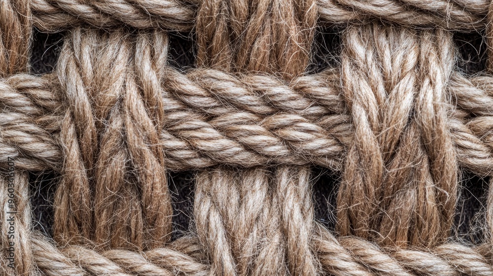 Poster a close-up view of woven natural fibers, showcasing intricate patterns and textures.