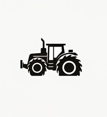 Obraz premium Stylized black silhouette of a tractor on a light background.