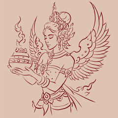 illustration of an angel with wings vector for card decoration illustration