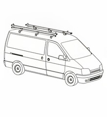 Naklejka premium Illustration of a van with roof racks, perfect for commercial use.