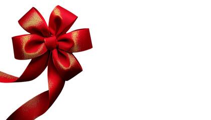 Elegant red silk ribbon bow on a black background, perfect for holiday decor, gift wrapping, and festive celebrations.