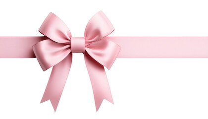 Elegant pink ribbon bow on white background. Perfect for celebrations, gifts, and decorations. High-quality stock photo for various projects.