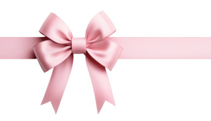 Elegant pink ribbon bow on white background. Perfect for celebrations, gifts, and decorations. High-quality stock photo for various projects.