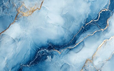 Naklejka premium A stunning abstract design featuring blue hues with gold accents, ideal for backgrounds or artistic projects.