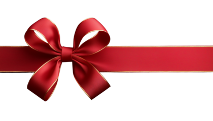 Elegant red ribbon and bow on a white background, perfect for gift wrapping, holiday decorations, and festive occasions.