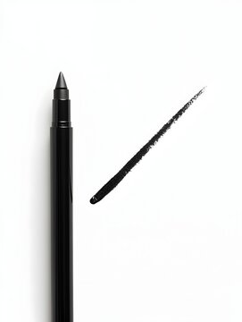 recommend clip art: Sleek Black Eyeliner Pencil on Minimalist White Background