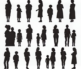 Silhouette collection of diverse figures showcasing various poses and profiles.