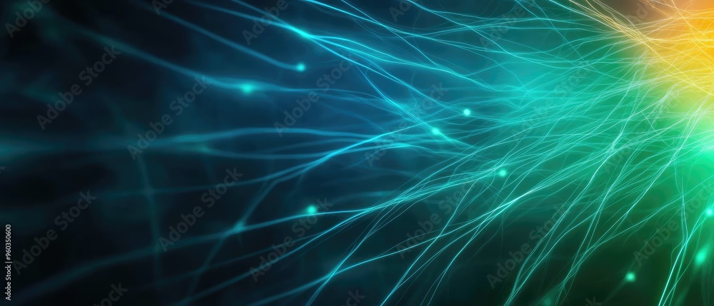 Poster a vibrant abstract background featuring flowing lines and glowing particles, perfect for technology 