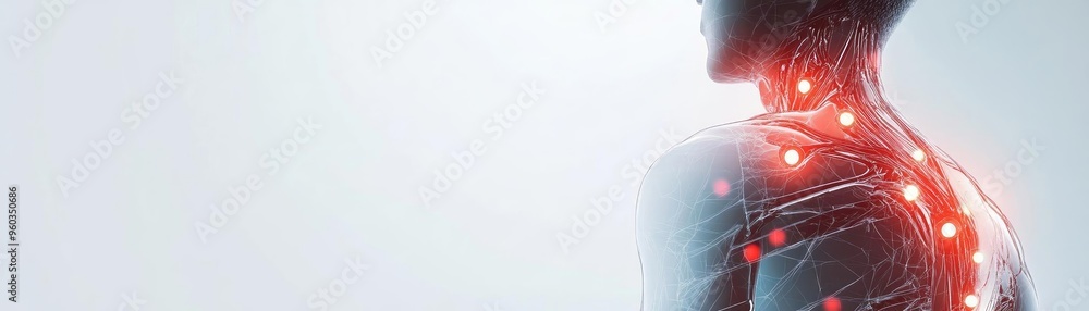 Aufkleber a futuristic view of the human anatomy showcasing vibrant neural pathways and glowing signals for he