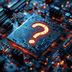 Fototapeta premium Metal Question Mark on Chipset