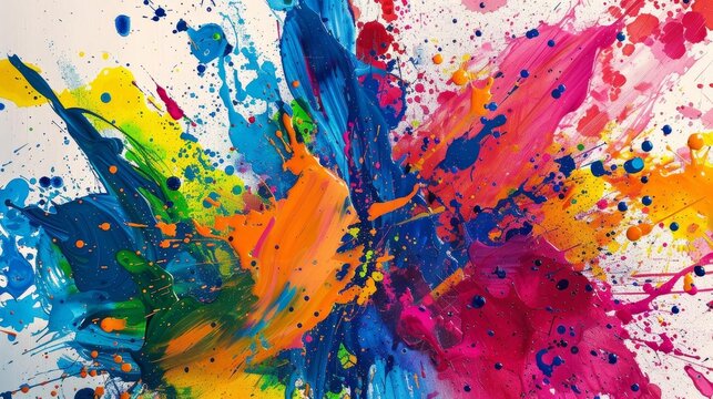 vibrant abstract explosion of colorful paint strokes and splatters modern art background