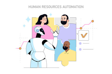 Artificial intelligence in business. Flat Vector Illustration