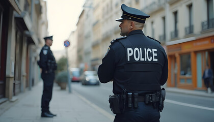 Police Officers on City Street