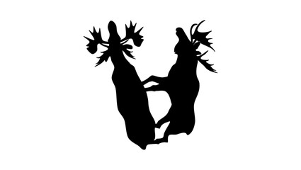 moose top view, black isolated silhouette