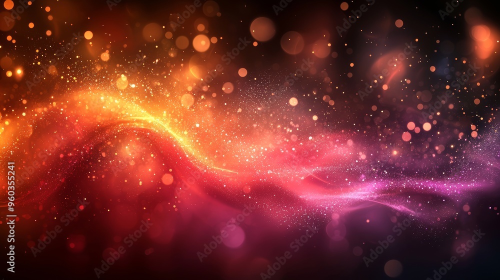 Poster colorful abstract swirls and bokeh patterns creating a vibrant atmosphere in a digital art compositi