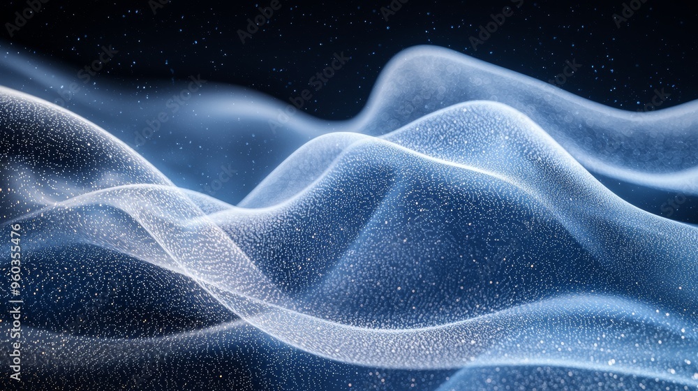 Poster abstract blue waves create a serene atmosphere resembling flowing water in a tranquil setting at nig