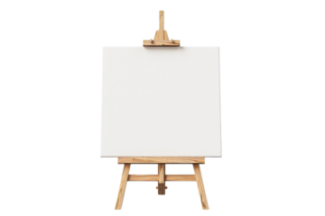 A blank canvas on an easel, perfect for artists to showcase creativity and imagination in a studio or workshop setting.