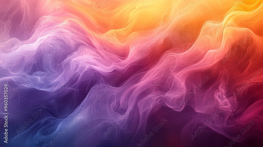 Aufkleber vibrant swirling colors create an abstract pattern resembling smoke at sunset in a calming gradient 