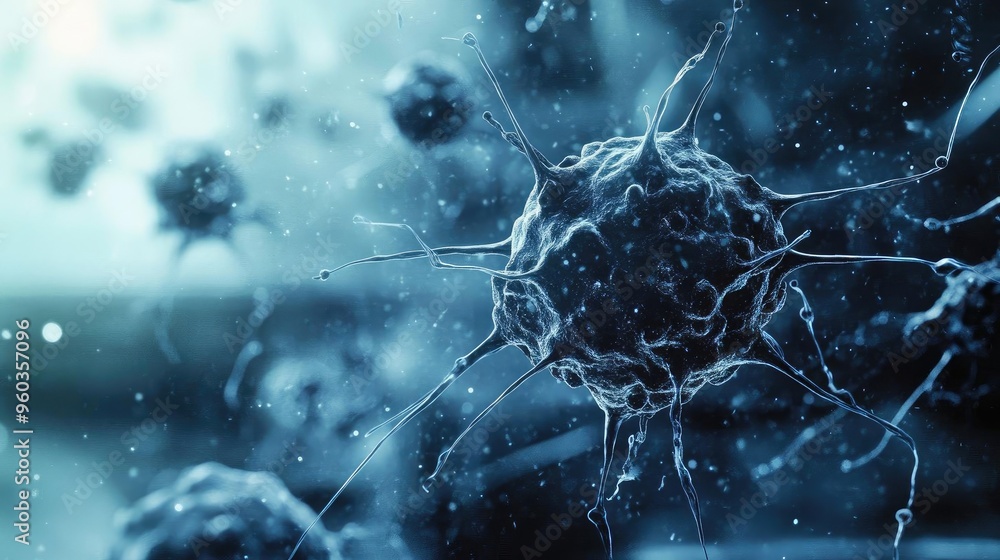 Poster detailed close-up of microorganisms showcasing the complexity and beauty of microscopic life in a vi