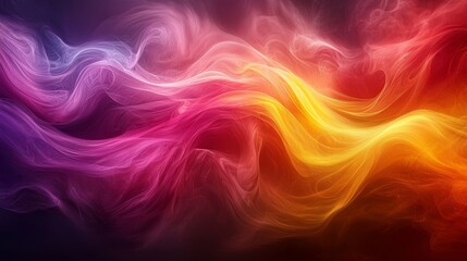 Obraz premium Colorful abstract wave patterns in vibrant hues illuminated against a dark background, creating a dynamic visual effect