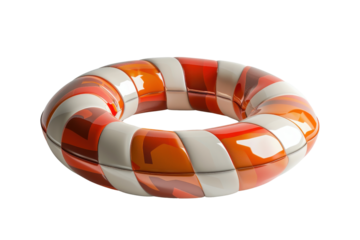 Colorful inflatable ring with vibrant stripes, perfect for poolside relaxation and summer fun.