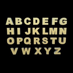 A to z English alphabet 3D model 