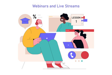 Adult Education. Flat Vector Illustration