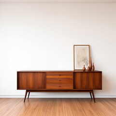 MidCentury Modern Sideboard with Wooden Legs and Drawers