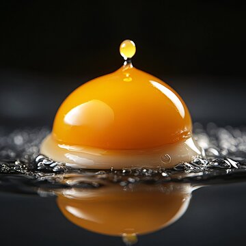 Egg Yolk Drop Water Splash Close Up