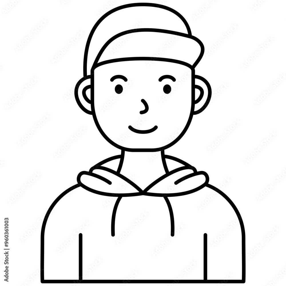 Sticker man wearing hat and hoodie jacket