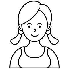 girl with ponytail. woman avatar character