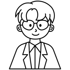 illustration of a man with glasses. doctor smile icon character