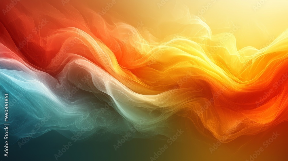 Poster vibrant abstract waves of color blend seamlessly, creating dynamic movement and energy in a lively c