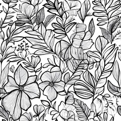 floral and leaf seamless patterns in doodle-style tile designs with graphic format.