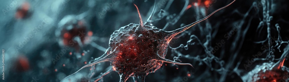 Aufkleber a detailed microscopic view of a cell showcasing intricate structures and vibrant colors, highlighti