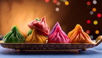 Ganesh Chaturthi Festival. Colorful Modaks Indian sweet dumpling