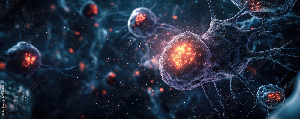 Poster High-resolution image of neurons with glowing signals, showcasing the complexity and beauty of human brain connectivity.