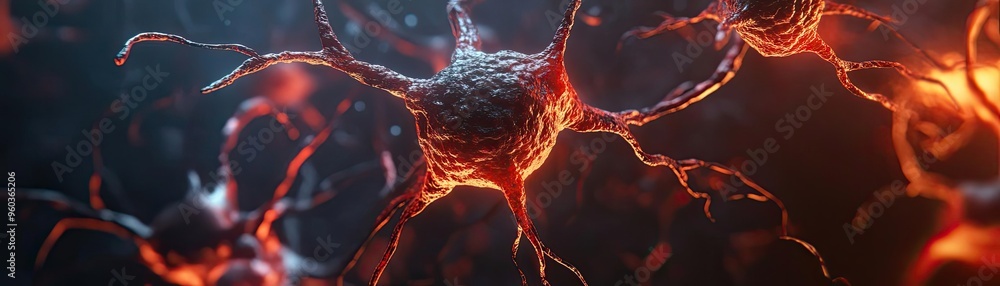 Aufkleber close-up view of interconnected neurons showcasing intricate details and glowing textures, symbolizi