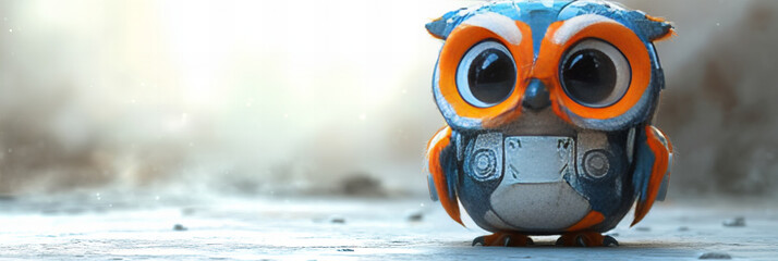 Robotic Owl with Steampunk Design in Foggy and Industrial Setting with a Mysterious and Futuristic Mood