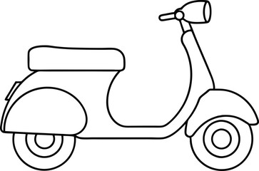 Simple Outline Illustration of a Classic Scooter with Clean Lines for Retro and Transportation Themes