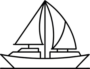 Simple Sailboat Icon Illustration Depicting Nautical Adventure and Marine Design Themes in Black and White Line Art