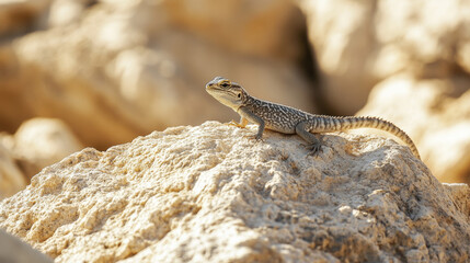 Obraz premium Lizard on a Rock in the Desert - Wildlife Photography
