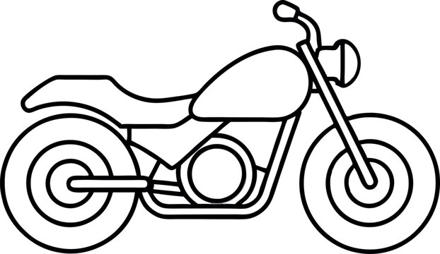 Outline Illustration of a Motorcycle, Black and White Motorcycle Sketch for Artistic and Creative Design Use