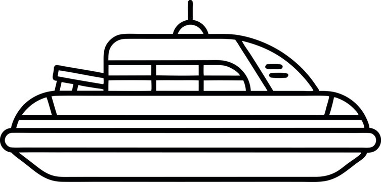 recommend clip art: Black and White Line Art of a Hovercraft Side View For Transportation and Technology Design