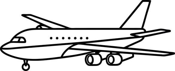 Simple Outline of Airplane with Clean Lines Perfect for Travel Brochures and Educational Materials