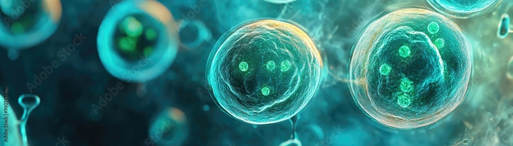Aufkleber colorful microscopic view of cells, showcasing their unique structures and vibrant details at a cell