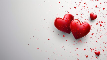 Collection of red hearts of various sizes against a white background
