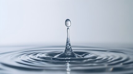 Elegant Water Drop Splash on Serene Surface with Ripple Effect
