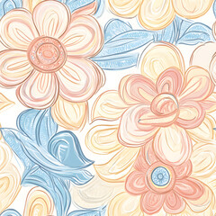 floral and leaf seamless patterns in doodle-style tile designs with graphic format.