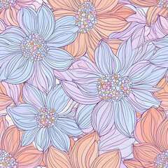 Fototapeta premium floral and leaf seamless patterns in doodle-style tile designs with graphic format.